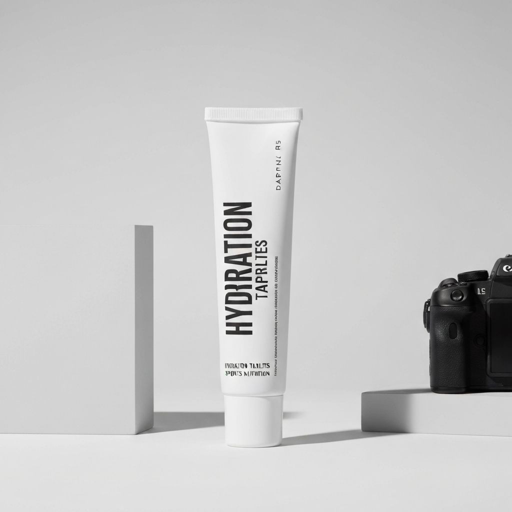 Hydration tablets dispenser tube with label, sports nutrition supplement